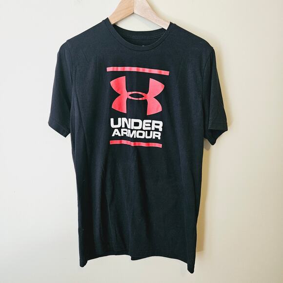 Men's Under Armour Black Loose Fit HeatGear Logo Tee, Size Medium - Picture 1 of 7